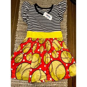 Boutique Baseball dress toddler XS 3T NWOT